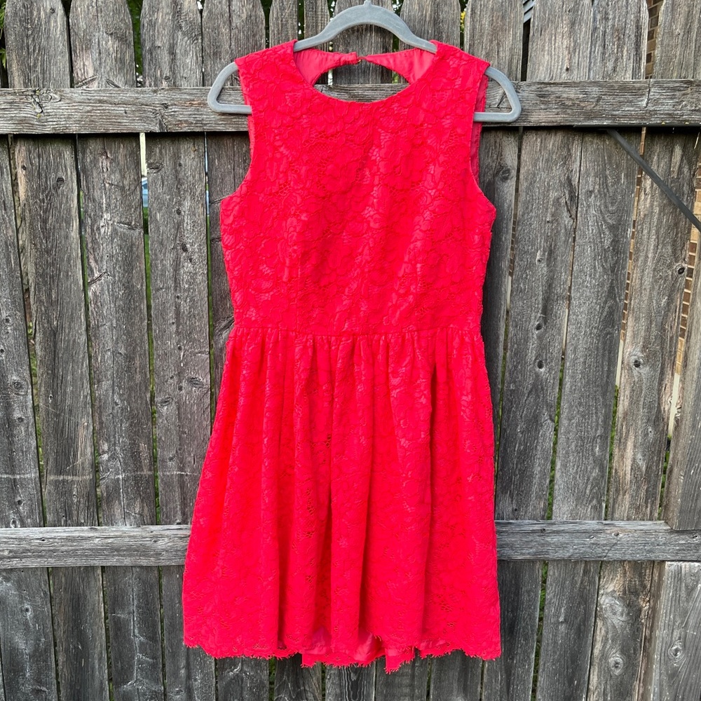 Red Orange Kate Spade Lace Dress Sleeveless Sz 8